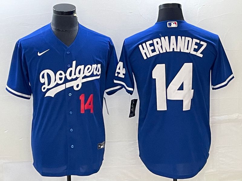 Men Los Angeles Dodgers #14 Hernandez Blue Nike Game 2023 MLB Jerseys